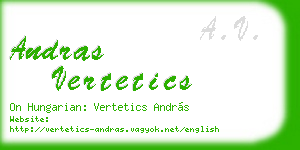 andras vertetics business card