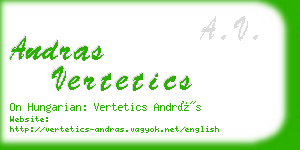 andras vertetics business card